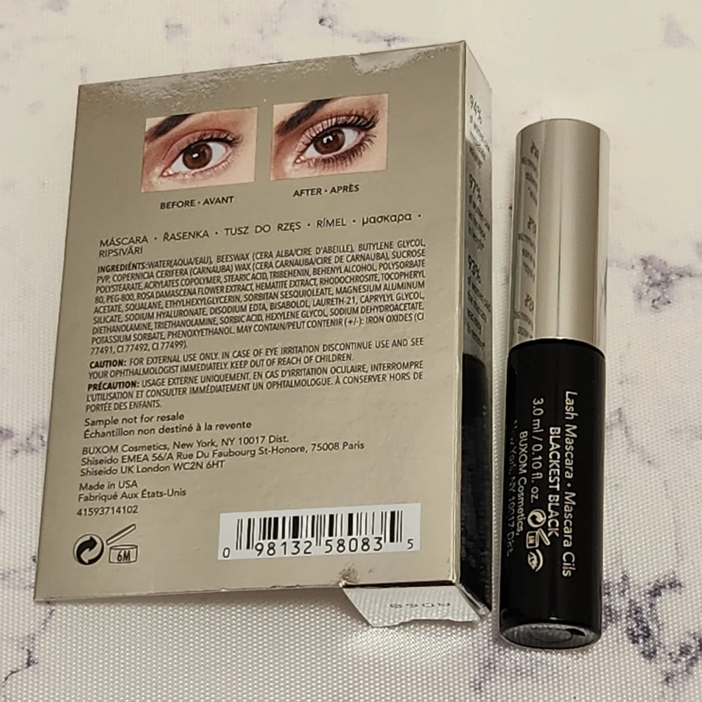 Buxom Lash Mascara Blackest Black Travel Size .10 Oz